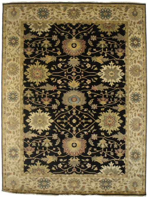 Black Floral 8X11 Osh Chobi Peshawar Oriental Rug