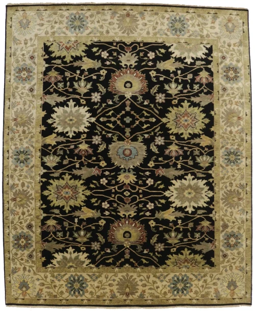 Black Floral 8X10 Osh Chobi Peshawar Oriental Rug