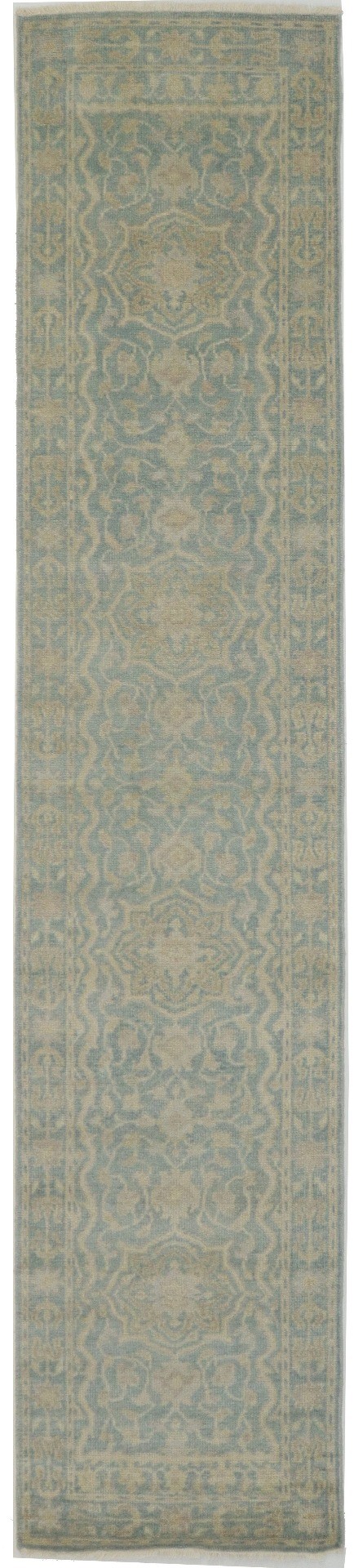 Teal Floral Transitional 3X14 Oriental Runner Rug