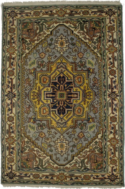 Gray Tribal Geometric 4X6 Heriz Serapi Oriental Rug