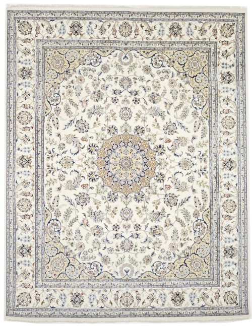 Cream Floral 8X10 Indo-Nain Oriental Rug