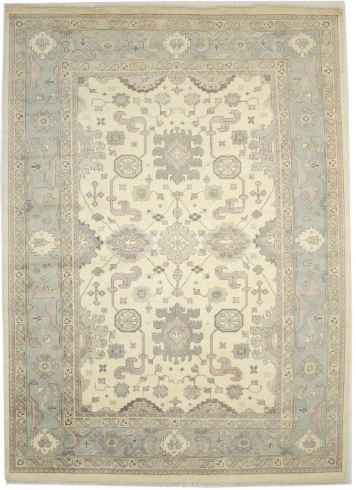 Floral Cream 10X14 Traditional Oushak Oriental Rug