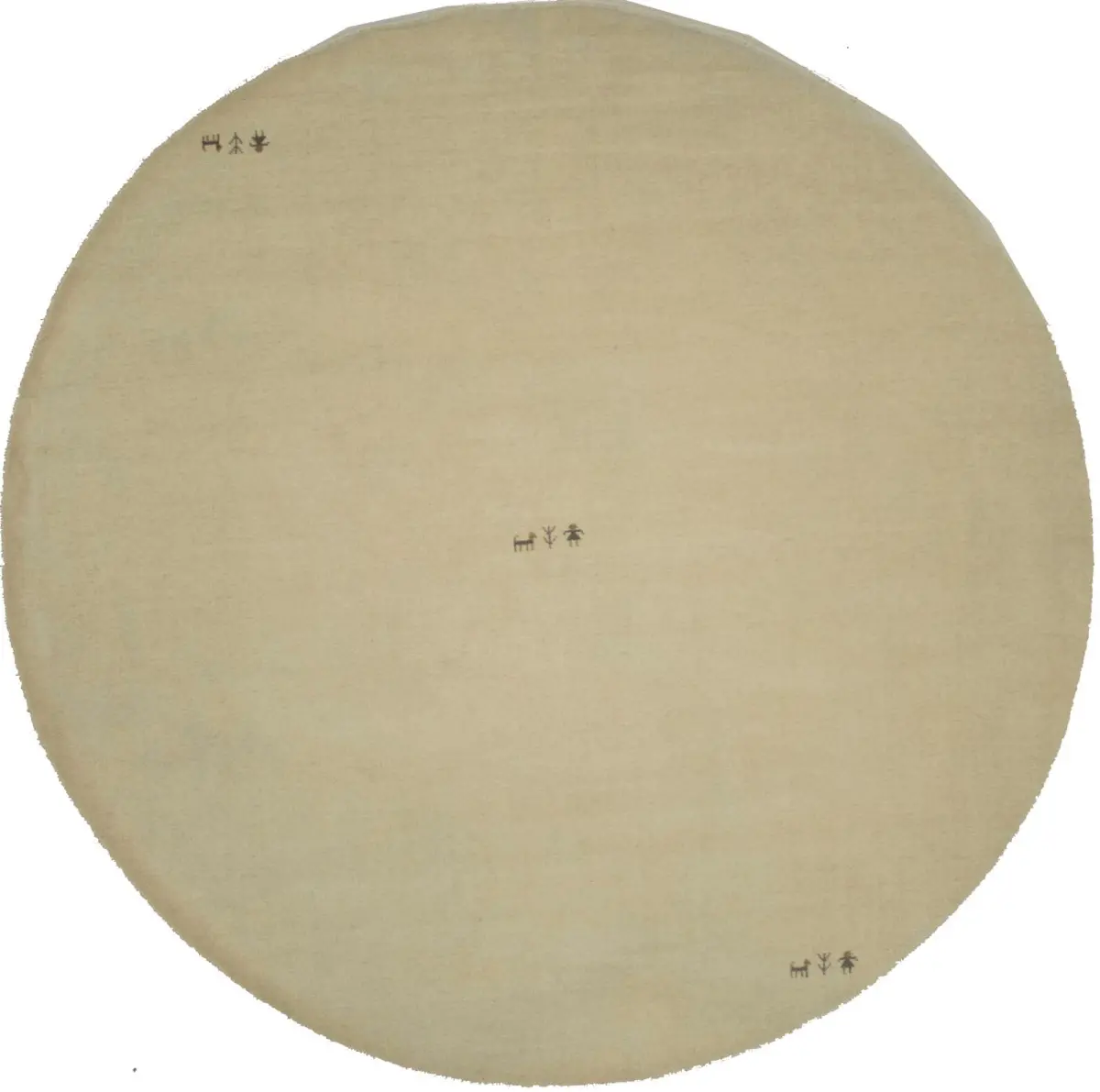 Solid Cream 8X8 Oriental Modern Round Rug