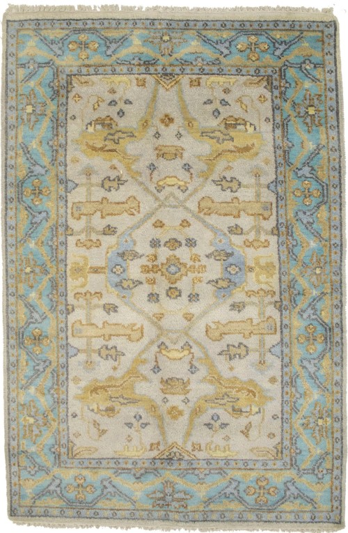 Cream Floral 4x6 Oushak Oriental Rug