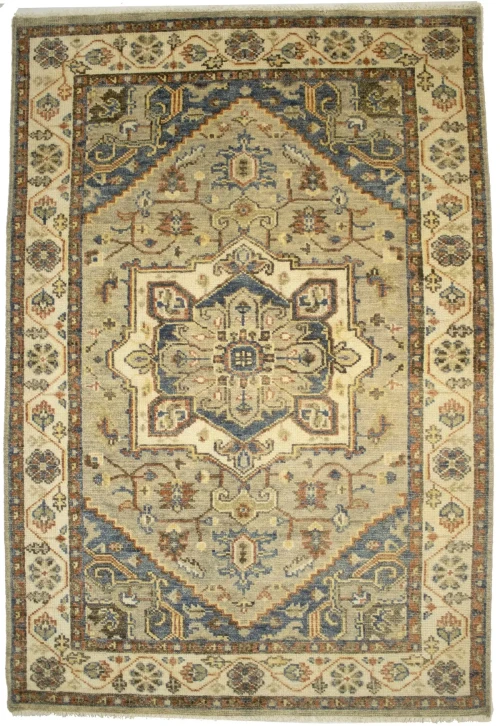 Cream/Beige Tribal 6X9 Heriz Serapi Oriental Rug