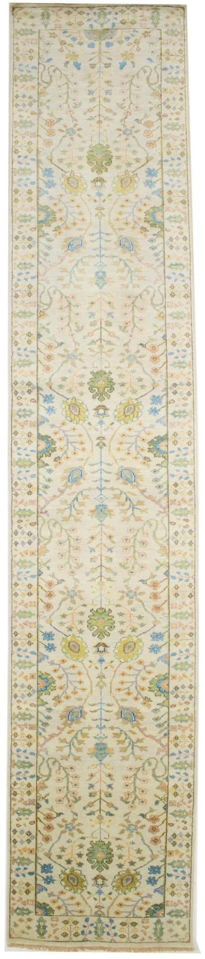 Ivory Floral 3X14 Osh Chobi Oriental Runner Rug