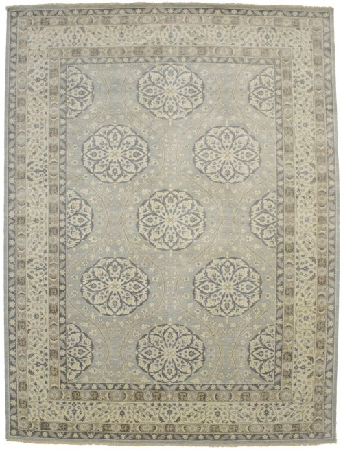 Gray Floral 9X12 Oushak Chobi Oriental Rug