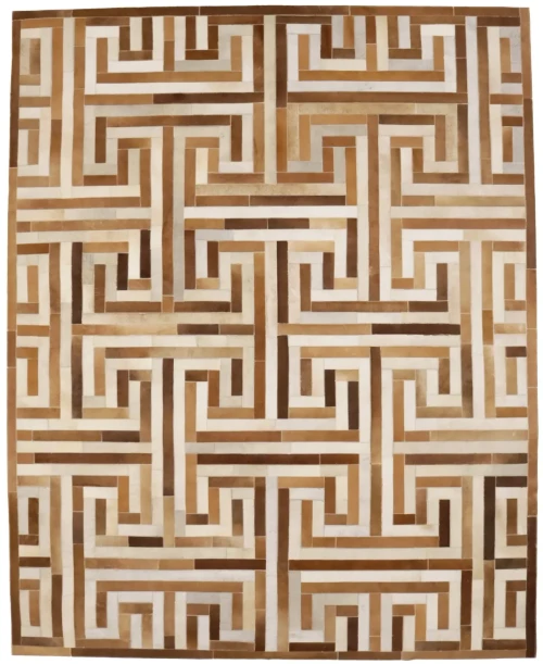 Brown Beige Cowhide 8X10 Modern Leather Rug