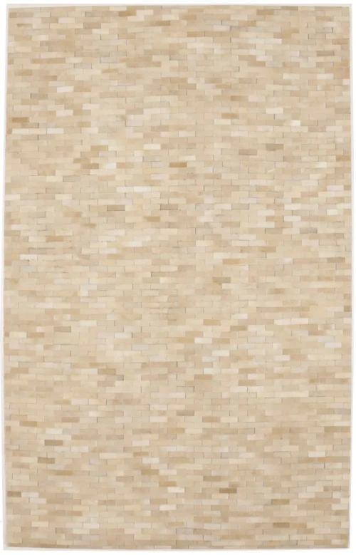 Beige Cowhide 5X8 Modern Leather Rug