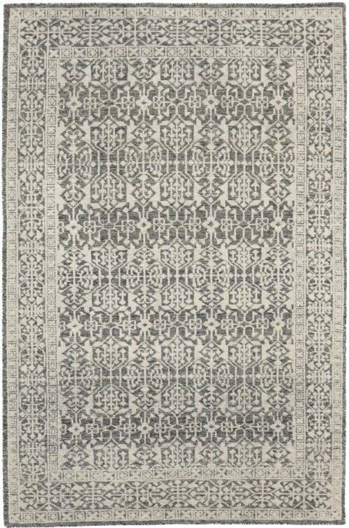 Ivory & Charcoal Geometric 6X9 Modern Oriental Rug