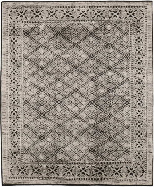 Charcoal & Cream Geometric 8X10 Oriental Modern Rug