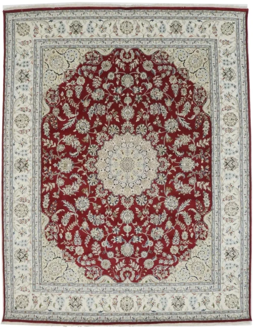 Red Floral 8X10 Indo-Nain Oriental Rug