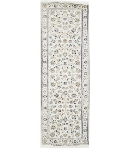 Cream Floral 3X8 Indo-Nain Oriental Runner Rug