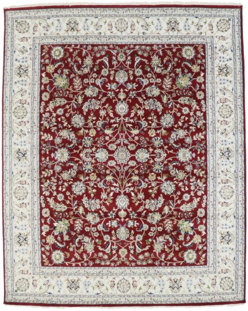 Red Floral 8X10 Indo-Nain Oriental Rug