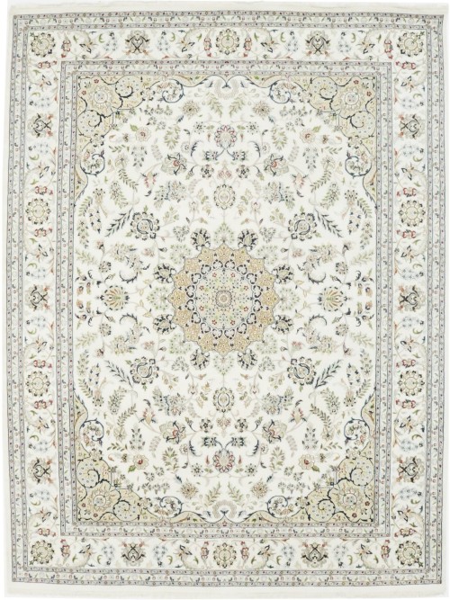 Cream Floral 9X12 Indo-Nain Oriental Rug