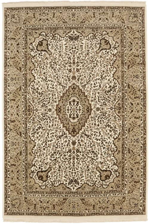 Cream Floral Kirman 6'5X9'7 Oriental Rug