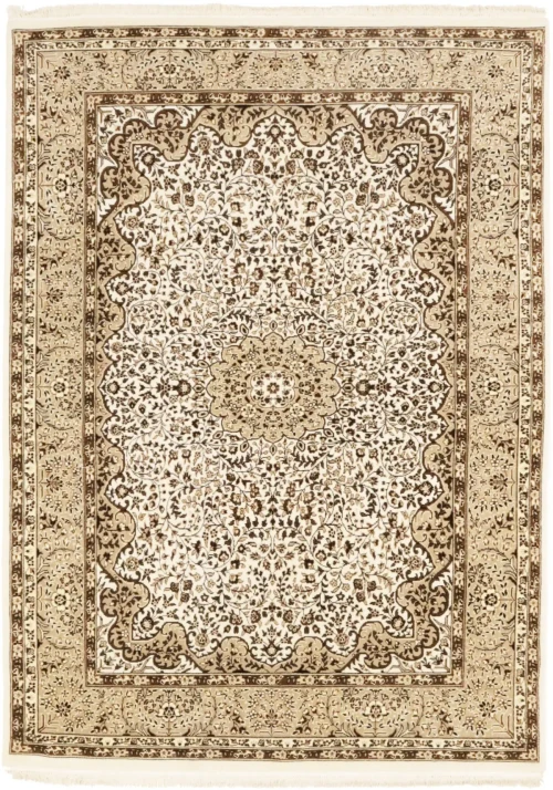 Cream Floral Kirman 6X8 Oriental Rug