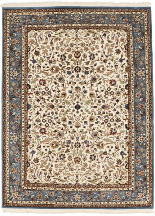 Cream Floral Kirman 5'7X7'6 Oriental Rug