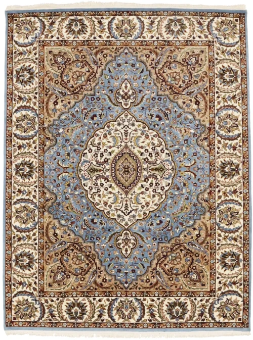 Blue Floral Kirman 5'9X7'6 Oriental Rug