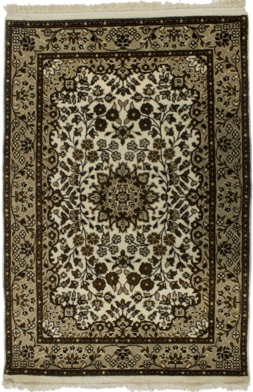 Cream Floral Kirman 3X4 Oriental Rug