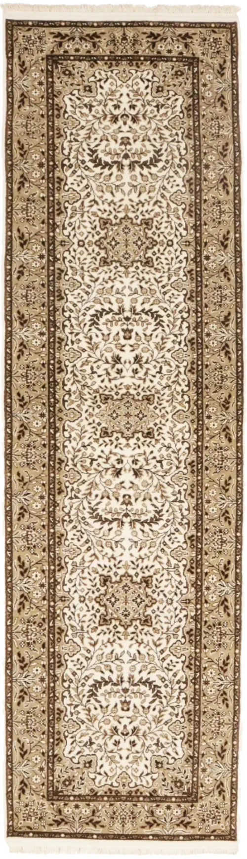 Cream Floral Kirman 3X10 Oriental Runner Rug