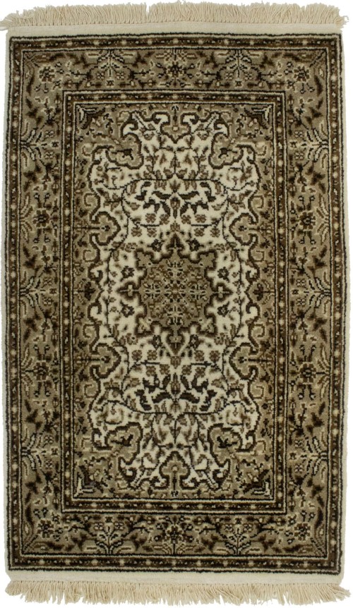 Cream Floral Kirman 2X3 Oriental Rug