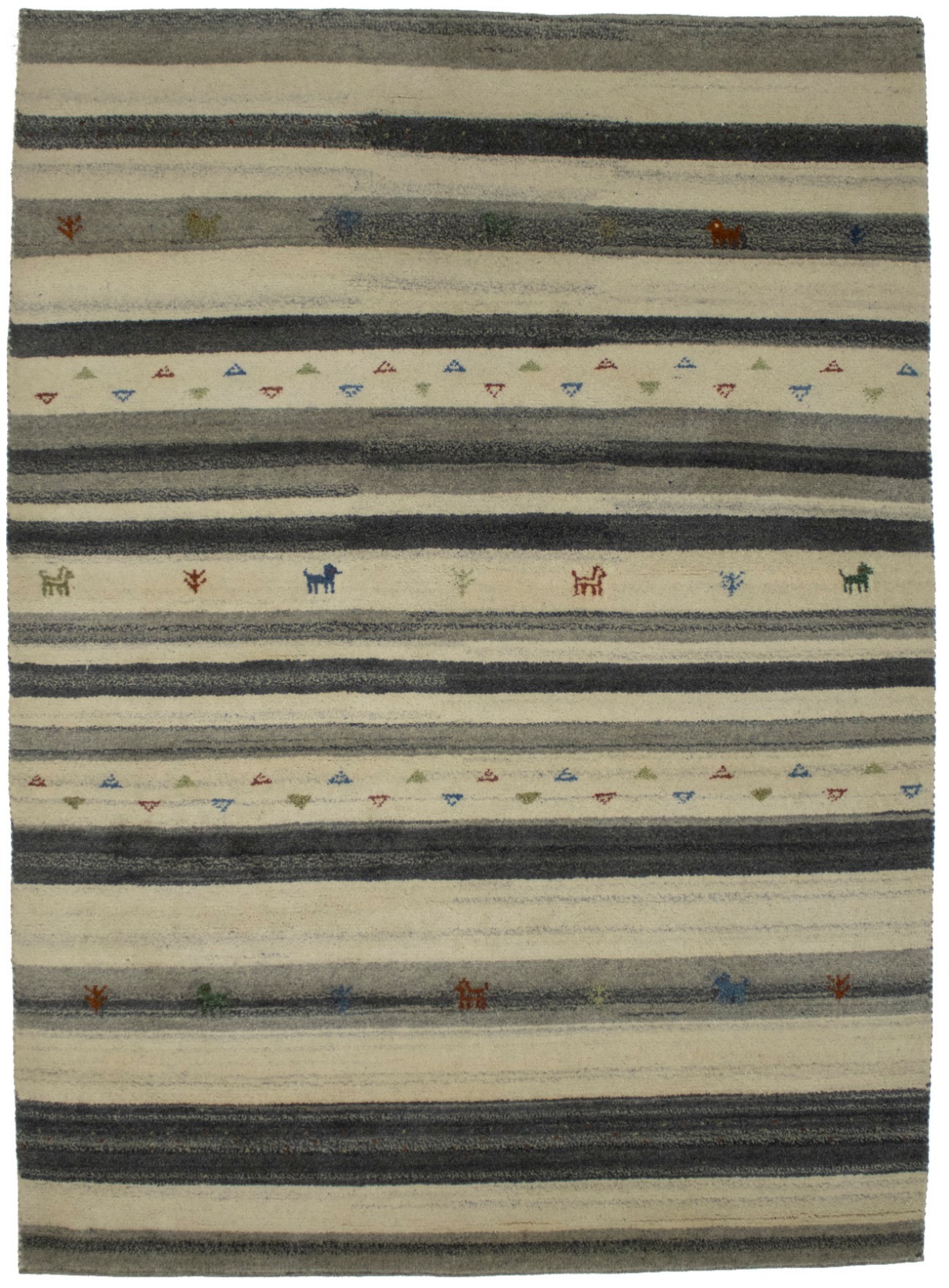 Multicolored Stripes 5X7 Indo-Gabbeh Oriental Rug