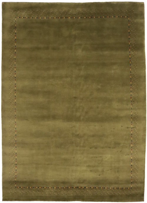 Olive Green Tribal Bordered 8X11 Indo-Gabbeh Oriental Rug