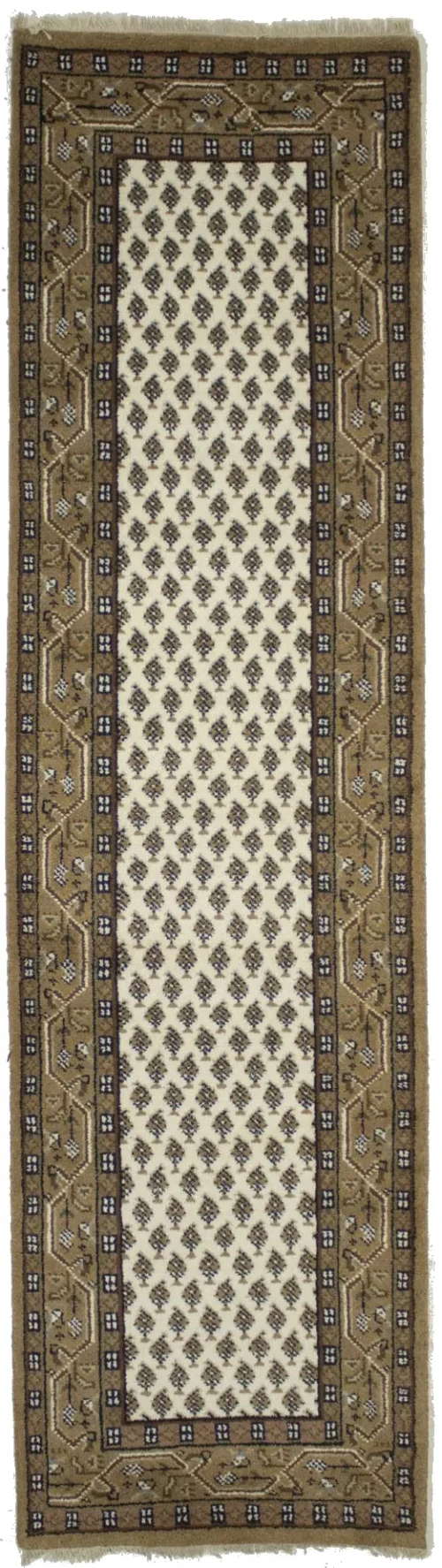 Cream Floral 2'5X9 Indo Botemir Oriental Runner Rug