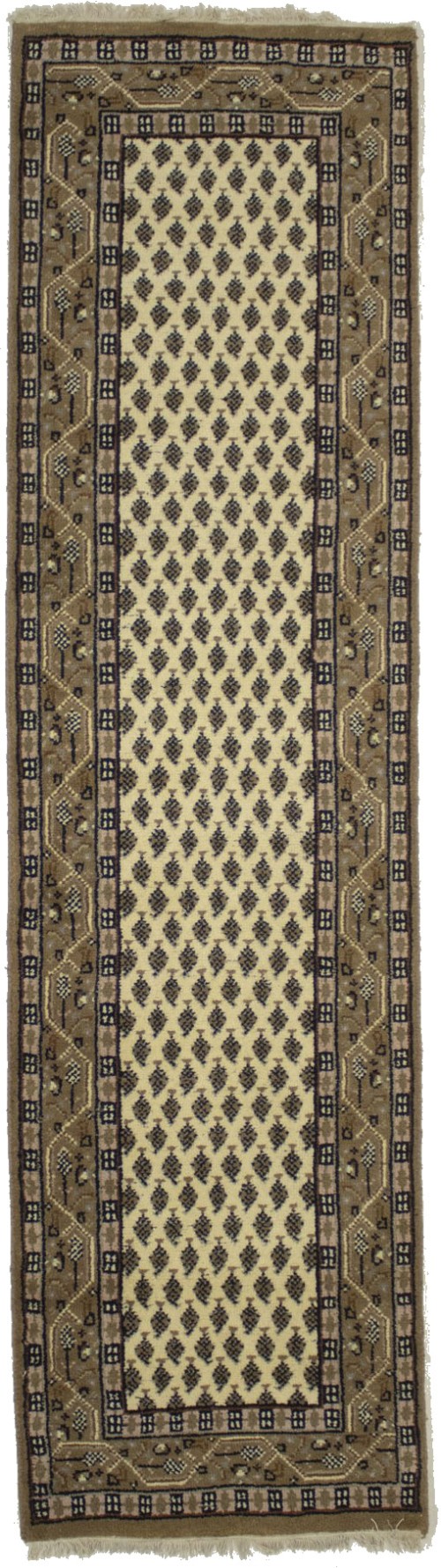 Cream Floral 2'5X8'9 Indo Botemir Oriental Runner Rug