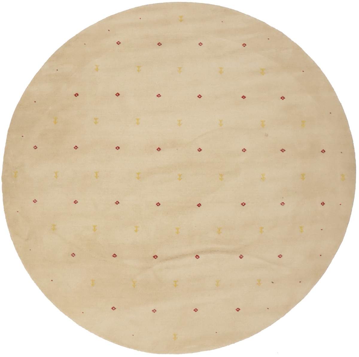 Beige Solid Tribal 8X8 Lori Gabbeh Oriental Round Rug