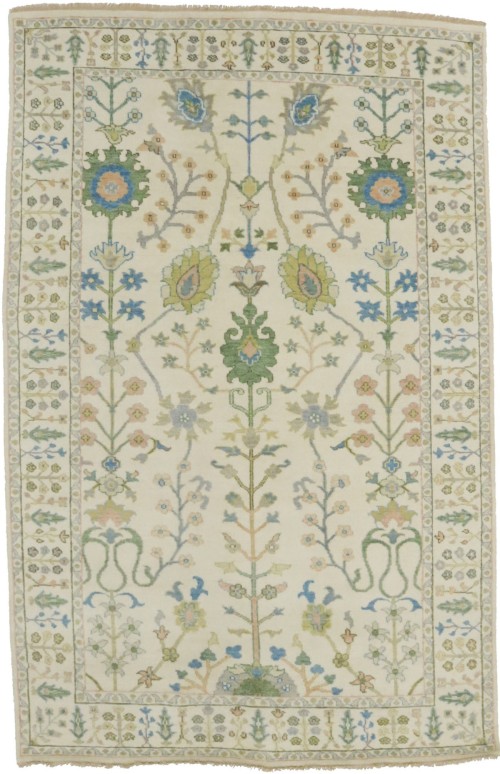 Ivory Floral 5X8 Osh Chobi Oriental Rug