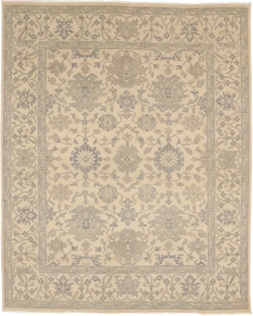 Beige/Cream Floral Oushak Chobi 8X10 Transitional Oriental Rug