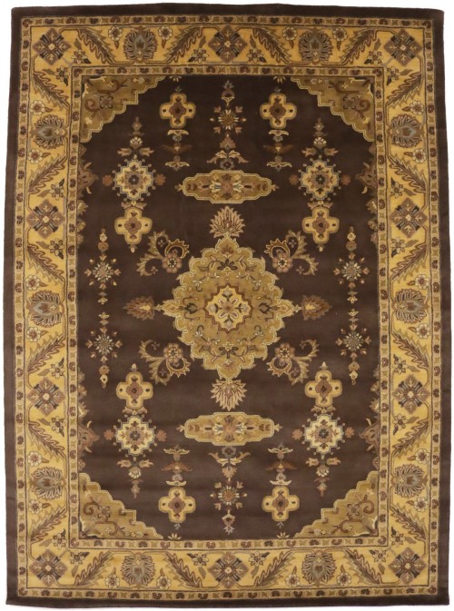 Dark Brown Floral Modern 10X13 Oriental Hand-Tufted Rug