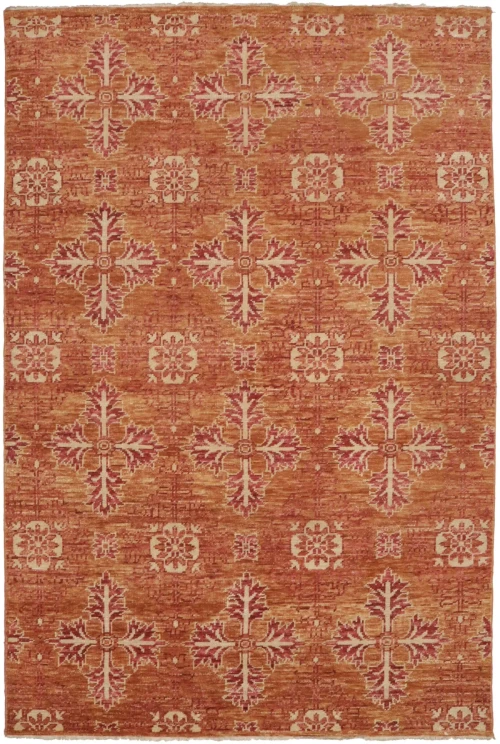 Rust Orange Transitional Floral 6X9 Oriental Rug