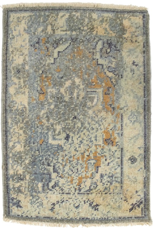 Muted Distressed Heriz 2X3 Transitional Oriental Rug