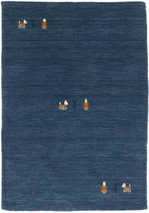 Steel Blue Pictorial Gabbeh Modern Rug in All Sizes