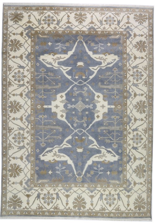 Gray Floral 10X14 Oushak Oriental Rug