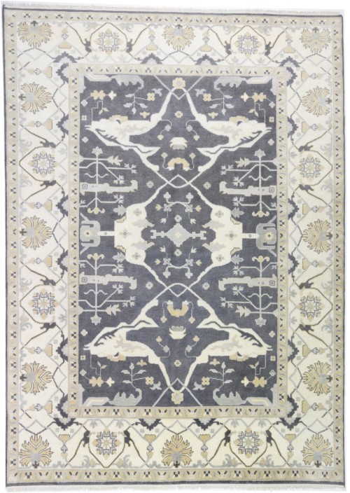 Dark Gray Floral 10X14 Oushak Oriental Rug