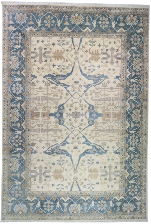 Cream Floral 12X18 Oushak Oriental Rug