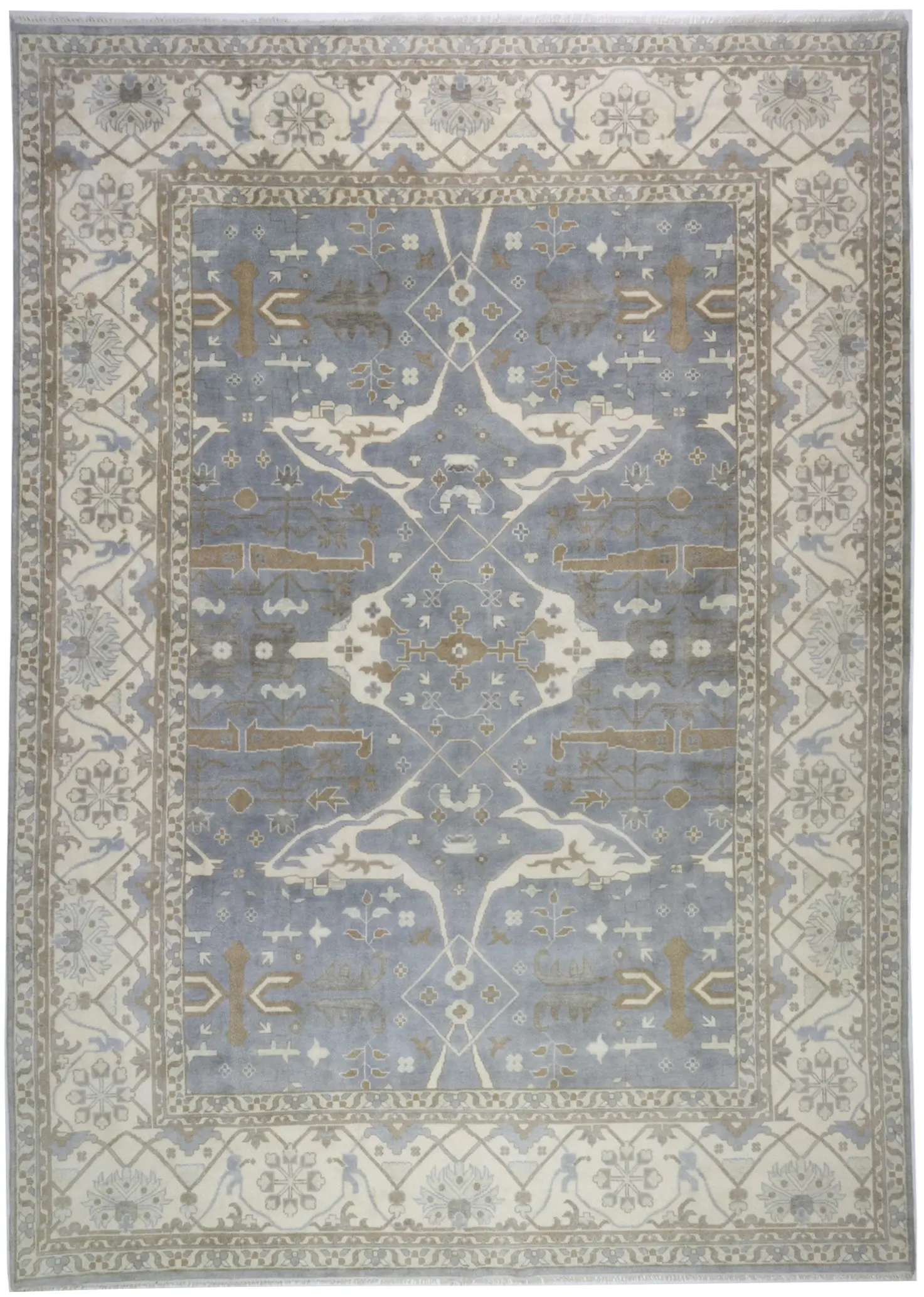 Gray Floral 13X18 Oushak Oriental Rug