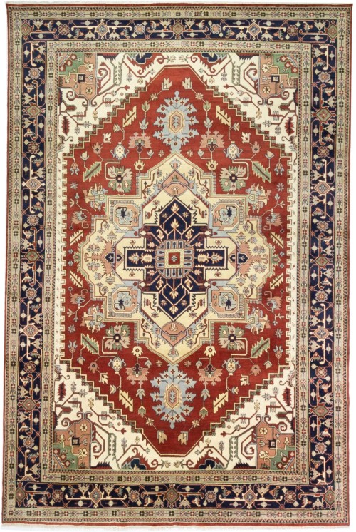 Rusty Red Geometric 12X18 Heriz Serapi Oriental Rug