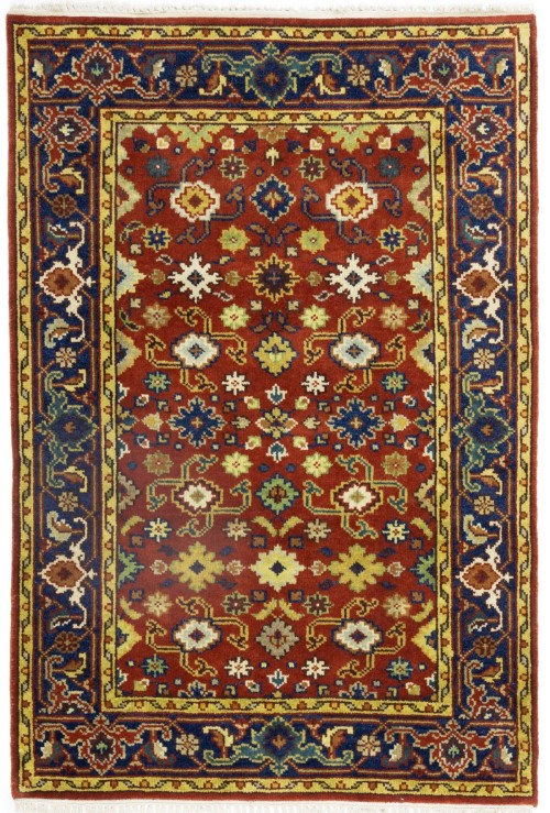 Rusty Red Floral 4X6 Indo-Mahal Oriental Rug