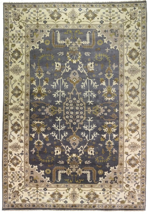 Gray Floral 12X18 Oushak Chobi Oriental Rug