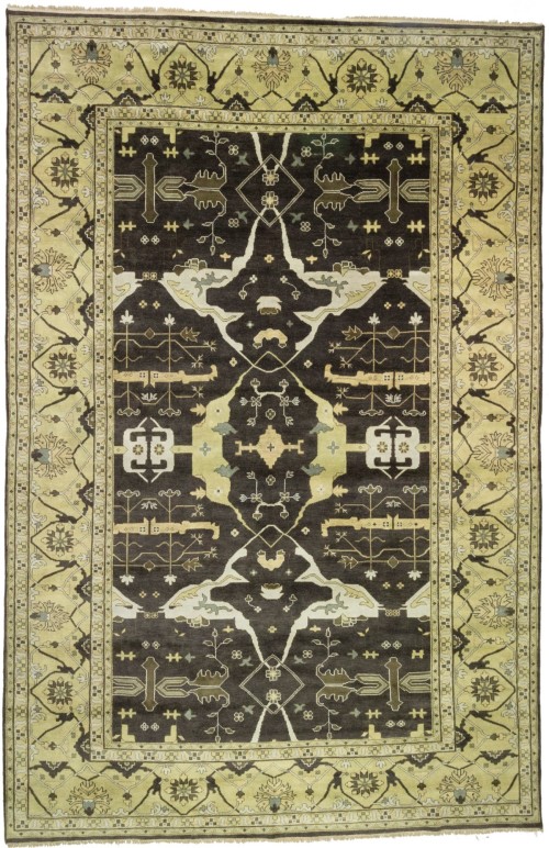 Cocoa Brown Floral 12X18 Oushak Chobi Oriental Rug