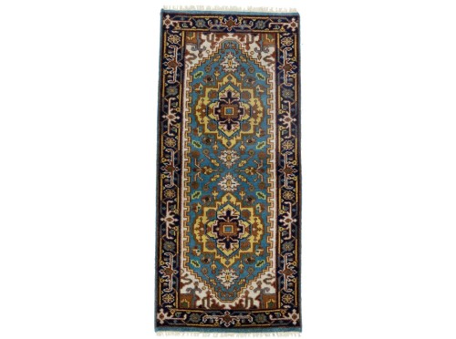 Blue Floral 3X6 Heriz Serapi Oriental Rug