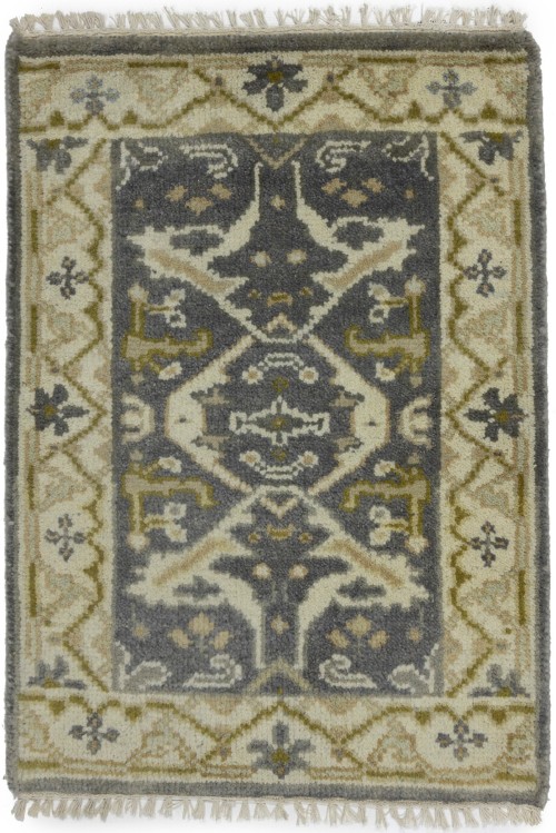 Gray Floral 2X3 Oushak Oriental Rug