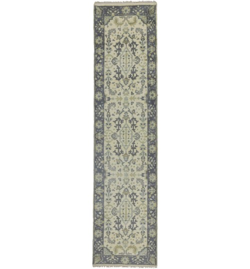 Cream Floral 3X10 Oushak Chobi Oriental Runner Rug