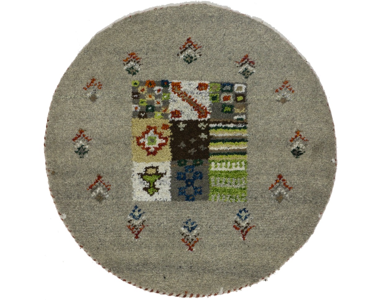 Greige Tribal 2X2 Indo-Gabbeh Oriental Round Rug