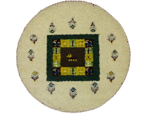 Cream Tribal 2X2 Indo-Gabbeh Oriental Round Rug